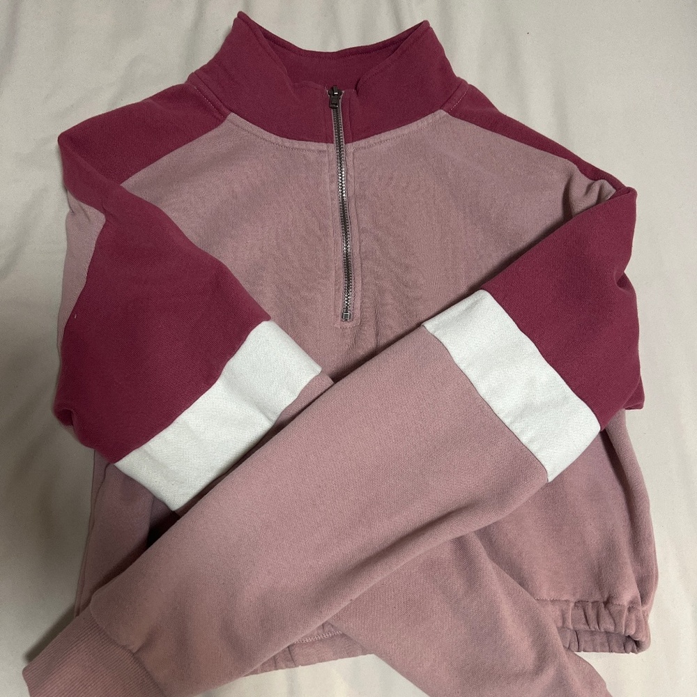 Pink striped zip up